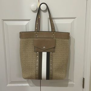 Like new leather and straw tote